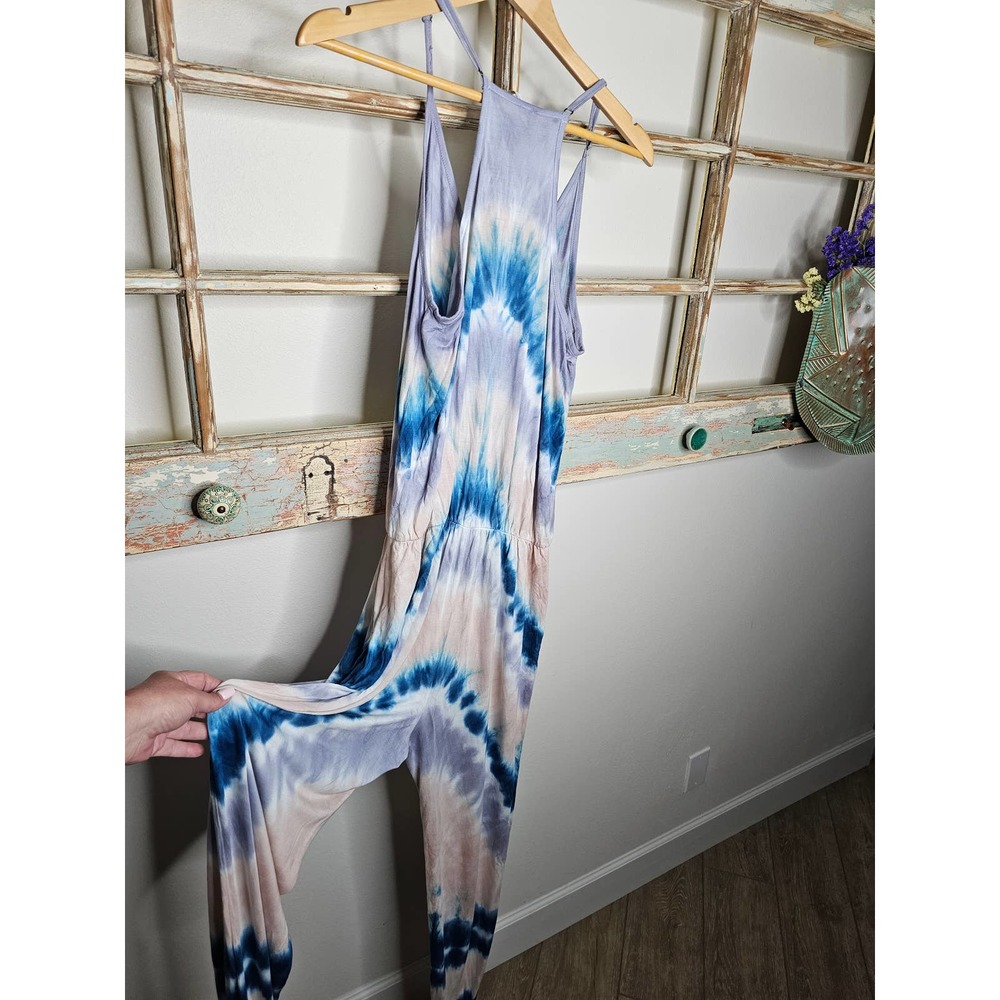 Tie-Dye Jumpsuit in Blue and Cream